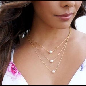 3 Layers Gold Plated Fashion Pearl Necklace